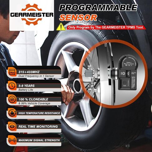 TPMS Programming Tool, Tire Pressure Monitor System Relearn Tool Set with 4 Pack 315MHZ+433MHZ Metal Programmable Sensor, Original Sensor ID Cloning, Reset/Activate/Relearn Sensors XTP-SP820 in Saudi Arabia