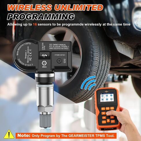 TPMS Programming Tool, Tire Pressure Monitor System Relearn Tool Set with 4 Pack 315MHZ+433MHZ Metal Programmable Sensor, Original Sensor ID Cloning, Reset/Activate/Relearn Sensors XTP-SP820 in Saudi Arabia