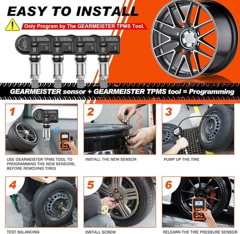 TPMS Programming Tool, Tire Pressure Monitor System Relearn Tool Set with 4 Pack 315MHZ+433MHZ Metal Programmable Sensor, Original Sensor ID Cloning, Reset/Activate/Relearn Sensors XTP-SP820 in Saudi Arabia