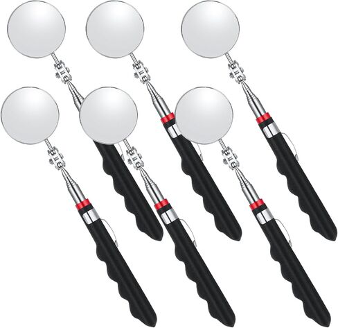 6 Pcs LED Telescoping Inspection Mirror,Retractable LED Mechanical Mirror Tool,Under Vehicle Inspection Mirror,Car Visual Reflector,Retractable Under Vehicle Detection Mirror Repair Tool in Kuwait