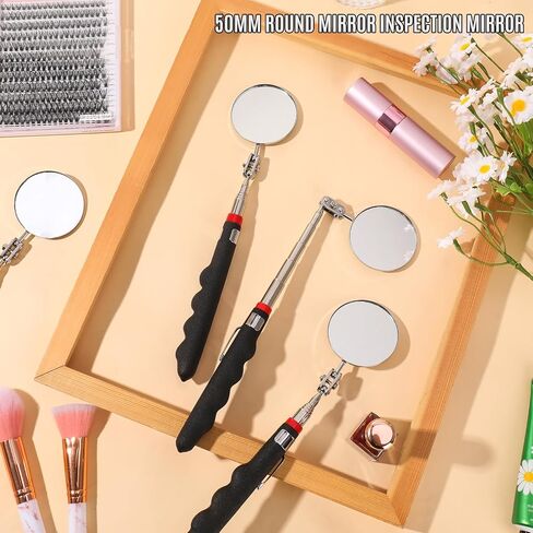6 Pcs LED Telescoping Inspection Mirror,Retractable LED Mechanical Mirror Tool,Under Vehicle Inspection Mirror,Car Visual Reflector,Retractable Under Vehicle Detection Mirror Repair Tool in Kuwait
