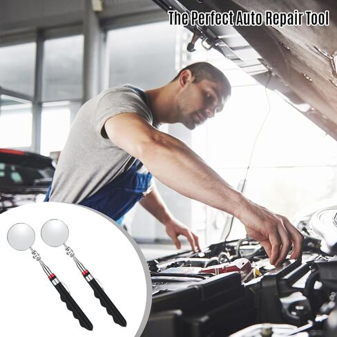 6 Pcs LED Telescoping Inspection Mirror,Retractable LED Mechanical Mirror Tool,Under Vehicle Inspection Mirror,Car Visual Reflector,Retractable Under Vehicle Detection Mirror Repair Tool in Kuwait
