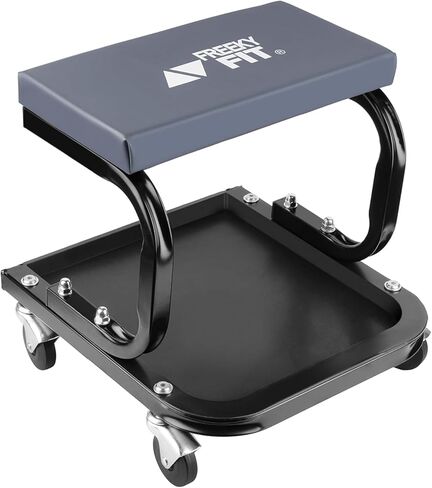 كرسي المتجر المتداول مع عجلات ، كرسي براز ميكانيكي مع ارتفاع قابل للتعديل 15.55 "-18.3" ، مقعد دوارة ثقيلة للمرآب والصالون والوشم جمال ، أسود in Kuwait