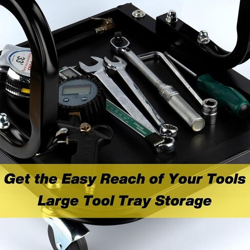 كرسي المتجر المتداول مع عجلات ، كرسي براز ميكانيكي مع ارتفاع قابل للتعديل 15.55 "-18.3" ، مقعد دوارة ثقيلة للمرآب والصالون والوشم جمال ، أسود in Kuwait