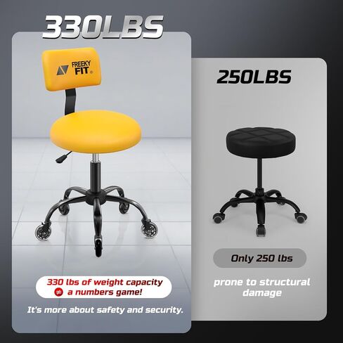 Rolling Shop Stool with Wheels,Mechanic Garage Stool Chair with Adjustable Height 15.55"-18.3",Heavy Duty Swivel Roller Seat for Garage,Salon and Tattoo Beauty, Black in Kuwait