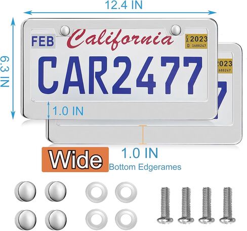 2PCS Matte Black License Plate Frames, 2 Holes Solid Rust-Proof Stainless Steel License Plate Holder, Lengnoyp Universal Car License Plate Cover for Women and Man with Screws Accessories in Kuwait