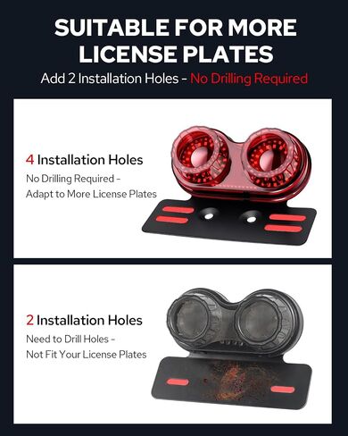 Benlari Upgraded Motorcycle Tail Light, 90LEDs Brake Lights, IP67 Waterproof Turn Signals Running with License Plate Bracket fit for Street Bike Cruiser Chopper Bobber in Kuwait