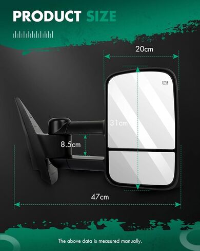 SCITOO Towing Mirrors Compatible with 2015-2019 For Chevy Silverado For GMC Sierra 2500/3500 HD Pickup A Pair Power Adjusted,Heated,LED Turn Signal Light,Clearance Light,Puddle Light,with Chrome Cap in Saudi Arabia