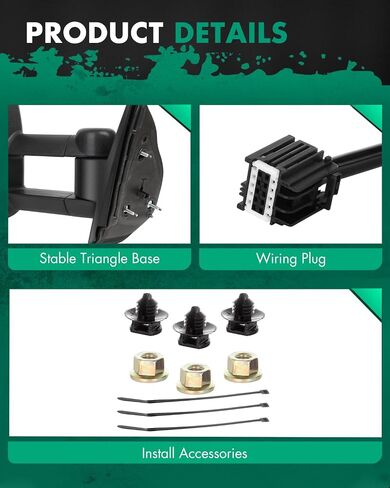 SCITOO Towing Mirrors Compatible with 2015-2019 For Chevy Silverado For GMC Sierra 2500/3500 HD Pickup A Pair Power Adjusted,Heated,LED Turn Signal Light,Clearance Light,Puddle Light,with Chrome Cap in Saudi Arabia