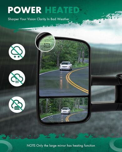 SCITOO Towing Mirrors Compatible with 2015-2019 For Chevy Silverado For GMC Sierra 2500/3500 HD Pickup A Pair Power Adjusted,Heated,LED Turn Signal Light,Clearance Light,Puddle Light,with Chrome Cap in Saudi Arabia