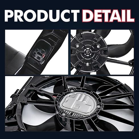 Engine Radiator Cooling Fan Assembly Compatible with Mercedes-Benz C230/C250/C300/C350/C63 AMG, E250/E300/E350/E400/E550, GLK250/GLK300/GLK350, CLA250/GLA200/GLA250,CLS400, Replace 2045000293 621-373 in Kuwait