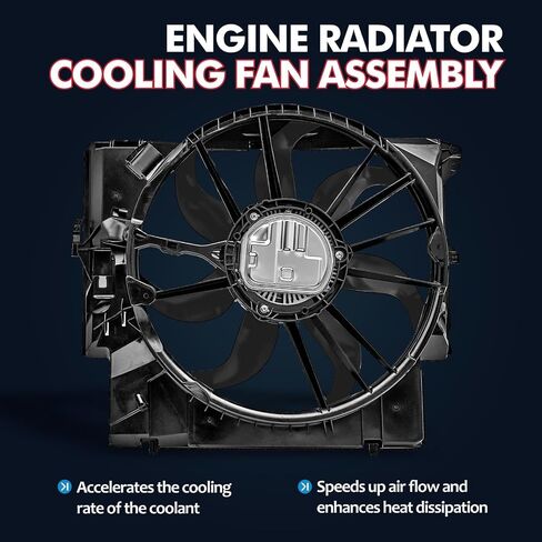 Engine Radiator Cooling Fan Assembly Compatible with Mercedes-Benz C230/C250/C300/C350/C63 AMG, E250/E300/E350/E400/E550, GLK250/GLK300/GLK350, CLA250/GLA200/GLA250,CLS400, Replace 2045000293 621-373 in Kuwait