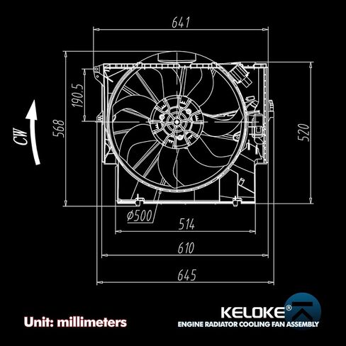 Engine Radiator Cooling Fan Assembly Compatible with Mercedes-Benz C230/C250/C300/C350/C63 AMG, E250/E300/E350/E400/E550, GLK250/GLK300/GLK350, CLA250/GLA200/GLA250,CLS400, Replace 2045000293 621-373 in Kuwait