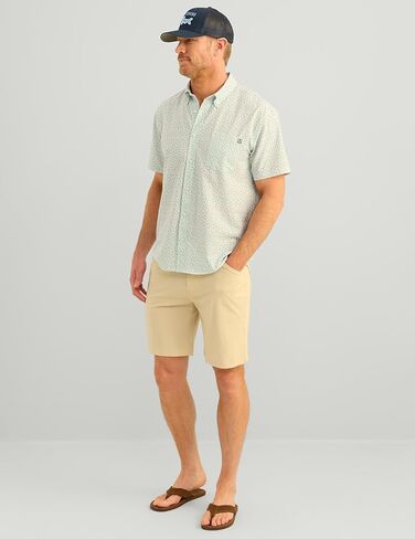 Huk Men Pattern Kona Pattern Short Sleeve Fishing Button Down Down Sirt in Kuwait