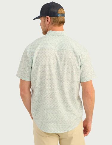 Huk Men Pattern Kona Pattern Short Sleeve Fishing Button Down Down Sirt in Kuwait