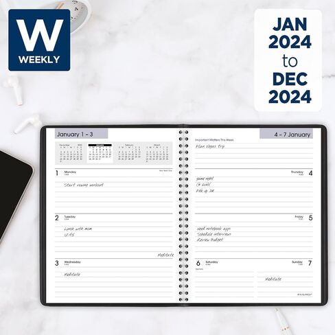 AT-A-GLANCE 2026 Planner, Weekly & Monthly, 7" x 8.75", Medium, Executive, DayMinder, Black (G5460026) in Saudi Arabia