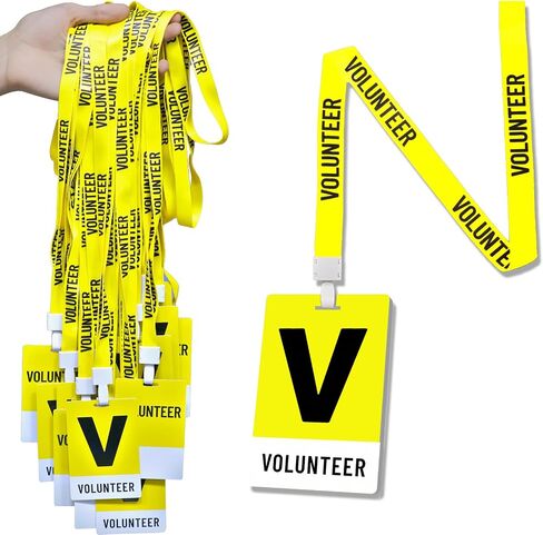 25 Sets PVC Volunteer Badge lanyards and Plastic Pass Cards,Perfect for School Volunteer,Breakaway Concerts Volunteer, Fundraising, ensuring a and Functional Solution for Event Organizers. in Saudi Arabia
