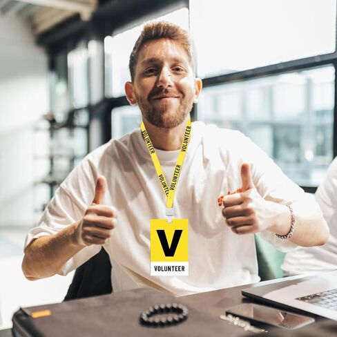25 Sets PVC Volunteer Badge lanyards and Plastic Pass Cards,Perfect for School Volunteer,Breakaway Concerts Volunteer, Fundraising, ensuring a and Functional Solution for Event Organizers. in Saudi Arabia