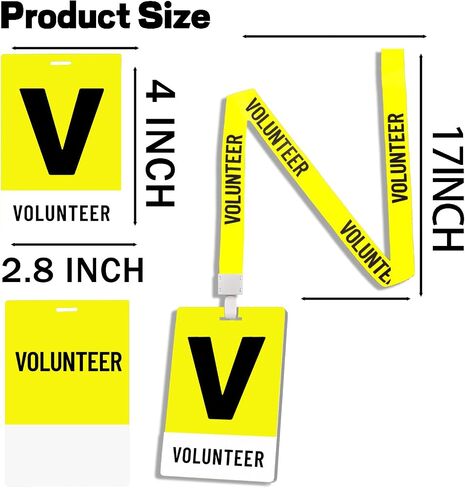 25 Sets PVC Volunteer Badge lanyards and Plastic Pass Cards,Perfect for School Volunteer,Breakaway Concerts Volunteer, Fundraising, ensuring a and Functional Solution for Event Organizers. in Saudi Arabia