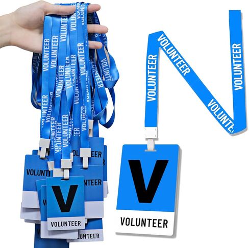 25 Sets PVC Volunteer Badge lanyards and Plastic Pass Cards,Perfect for School Volunteer,Breakaway Concerts Volunteer, Fundraising, ensuring a and Functional Solution for Event Organizers. in Saudi Arabia