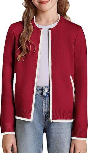 GRACE KARIN Girls Cardigan Knit Zip Uniform Sweater School Winter with Pockets 6-14Y in Saudi Arabia