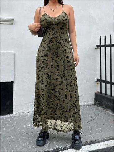 نساء زائد الحجم الأزهار كامي اللباس القوطي y2k شبكة maxi فساتين bodycon سمكة ذيل القوطية in Saudi Arabia