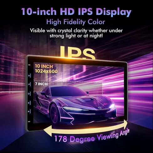 شاشة تعمل باللمس بحجم 10 بوصات للسيارة - تستخدم لكاميرا احتياطية من Carplay Android Auto - Carplay Auto - مع 2K Front Dashcam ، وكاميرا احتياطية Cam Dash 1080 بكسل ، و Bluetooth ، و MirrorLink Aux in Saudi Arabia