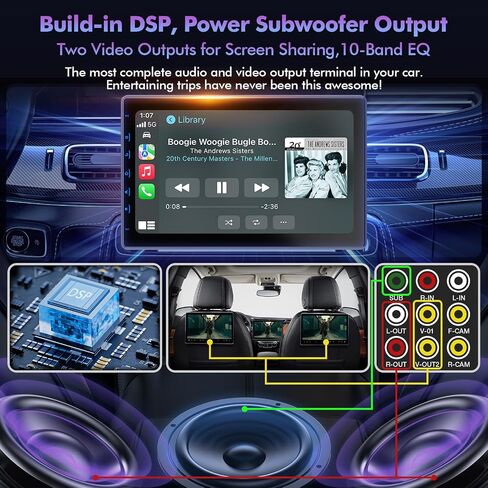 شاشة تعمل باللمس بحجم 10 بوصات للسيارة - تستخدم لكاميرا احتياطية من Carplay Android Auto - Carplay Auto - مع 2K Front Dashcam ، وكاميرا احتياطية Cam Dash 1080 بكسل ، و Bluetooth ، و MirrorLink Aux in Saudi Arabia