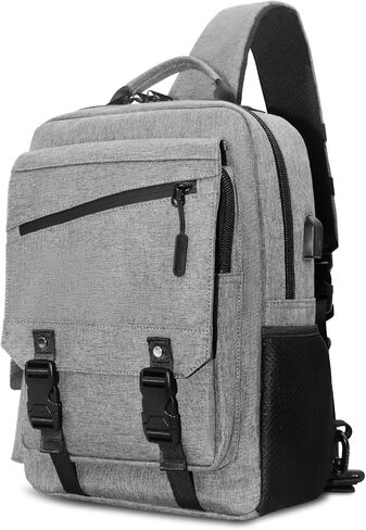 Leaper Crossbody Messenger Bag for Men: 13L Multi-pocket Satchel Sling Shoulder Bags for Travel Daily Work - Women Single Strap Backpack for Cycling, Hiking - Laptop Sling Bag for Men 14 inch, Black in Kuwait
