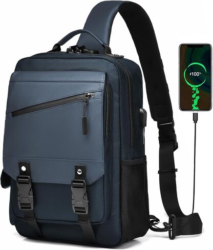 Leaper Crossbody Messenger Bag for Men: 13L Multi-pocket Satchel Sling Shoulder Bags for Travel Daily Work - Women Single Strap Backpack for Cycling, Hiking - Laptop Sling Bag for Men 14 inch, Black in Kuwait
