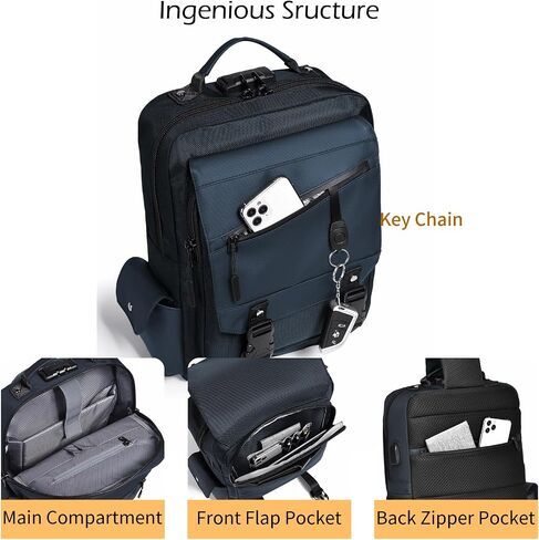 Leaper Crossbody Messenger Bag for Men: 13L Multi-pocket Satchel Sling Shoulder Bags for Travel Daily Work - Women Single Strap Backpack for Cycling, Hiking - Laptop Sling Bag for Men 14 inch, Black in Kuwait