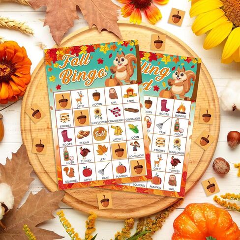 لعبة Fall Bingo 24 لاعبًا، بطاقات بنغو الخريف، ألعاب حفلات عيد الشكر للأطفال والكبار، نشاط عائلي، لعبة حصاد البنغو الخريفية، هدايا الحفلات، اللوازم المدرسية للفصل الدراسي in Saudi Arabia