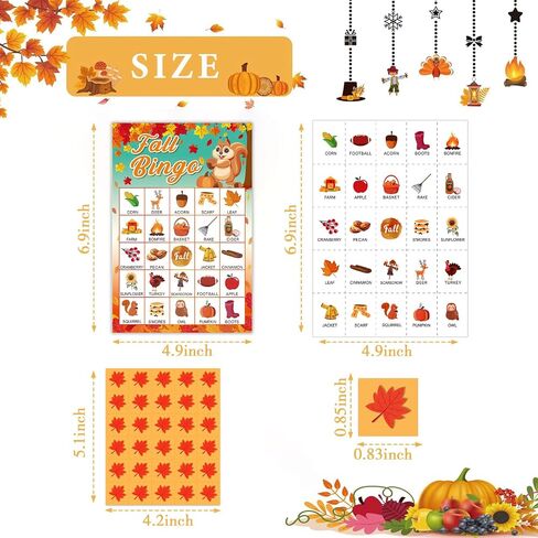 لعبة Fall Bingo 24 لاعبًا، بطاقات بنغو الخريف، ألعاب حفلات عيد الشكر للأطفال والكبار، نشاط عائلي، لعبة حصاد البنغو الخريفية، هدايا الحفلات، اللوازم المدرسية للفصل الدراسي in Saudi Arabia