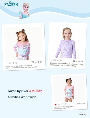 Disney Mickey and Friends Girl Two Piece Long Sleeve Swimsuit Rashguard Bathing Suit in Kuwait