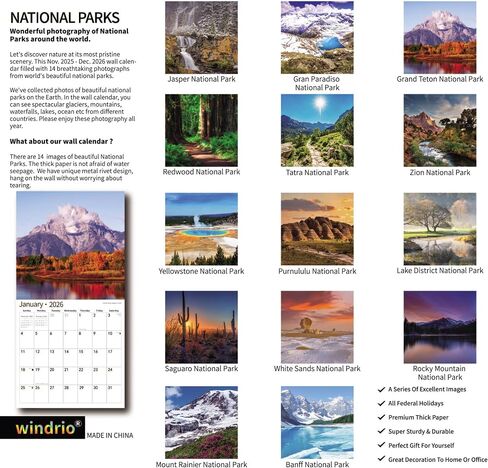 2026 Wall Calendar,Calendar 2026, July 2025 - December 2026, Wall Calendar Untamed Beautiful America, 12" x 24" Opened,Full Page Months Thick & Sturdy Paper for Calendar Organizing Planning in Saudi Arabia