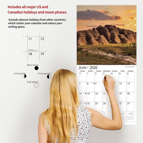 2026 Wall Calendar,Calendar 2026, July 2025 - December 2026, Wall Calendar Untamed Beautiful America, 12" x 24" Opened,Full Page Months Thick & Sturdy Paper for Calendar Organizing Planning in Saudi Arabia