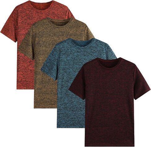 4 Pack Youth Boys Kids T Shirts Quick Dry Short Sleeve Moisture Wicking Tee Shirts Athletic Tops (Age 5-18Y) in Saudi Arabia