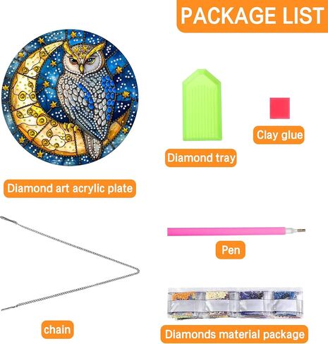Ginfonr Diamond Painting Kits Hanging Pendant, Cow Sun Catcher for Front Door Sign, Rhinestone Bird Summer Porch Decor for Outdoor, Double Sided Home Hanging Kits for Garden Wall Window (8x8inch) in Saudi Arabia