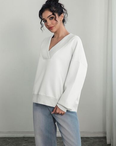 قميص من النوع الثقيل للنساء طويل الأكمام ضد قميص العرق العرق السحب مضلعة 2025 قمم السقوط العصرية in Kuwait