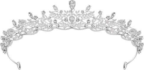 SWEETV Silver Tiara Crown for Women,Princess Tiaras for Girls,Crystal Retro Hair Accessories for Wedding Birthday Prom Pageant Quinceanera in Kuwait