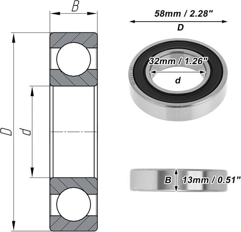 ACROPIX 62/32VV Deep Groove Ball Bearings P5 32x65x17mm Lubricated Bearings Double Rubber Seal Black Silver Tone Scooter Skateboard Wheel in Saudi Arabia