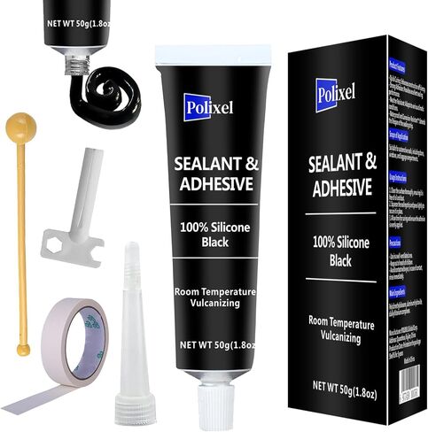 Black RTV Silicone Sealant Adhesive, 100% Silicone Caulk, Waterproof Sealant for Weatherstrip, Windscreen, Engine, High Bond Strength Adhesive Cars & Home Shrink & Crack Proof – 1.8oz / 50g in Kuwait