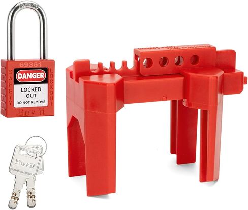 قفل صمام الكرة، جهاز قفل صمام الكرة قابل للتعديل، أقفال صنبور صغيرة في الهواء الطلق، قفل حنفية المياه، أحمر، مادة ABS، مناسبة للأنابيب الخارجية بقطر 1/2 بوصة - 2-1/2 بوصة، عبوة واحدة in Kuwait