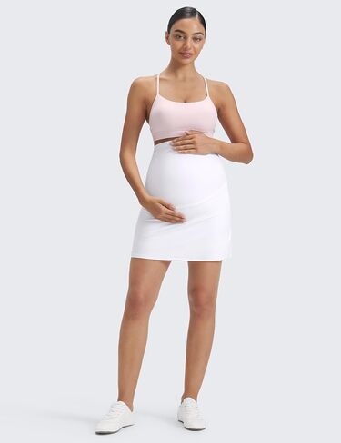 CRZ YOGA Butterluxe Maternity High Waisted Skirts for Women A Line Golf Tennis Workout Casual Pregnancy with Shorts Pockets in Saudi Arabia