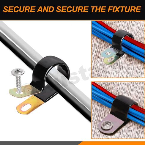 160Pcs 9 Sizes Vinyl Coated Cable Clamps Assortment Kit with Screws Nuts Galvanized Wire Clamps Zinc Cable Clamp Cushioned Insulated Clamp for Wiring Tubes Cord Installation in Saudi Arabia