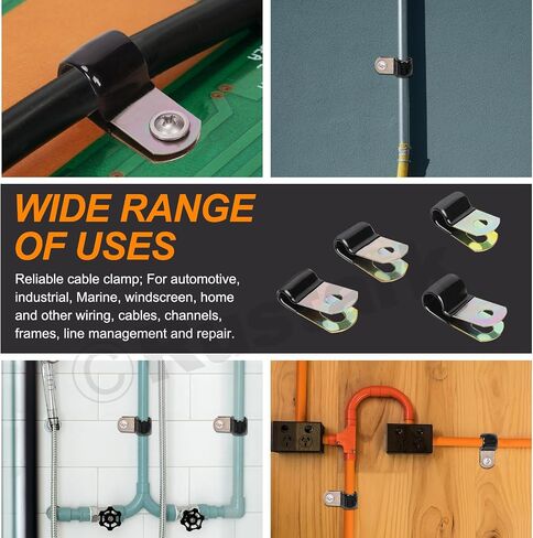 160Pcs 9 Sizes Vinyl Coated Cable Clamps Assortment Kit with Screws Nuts Galvanized Wire Clamps Zinc Cable Clamp Cushioned Insulated Clamp for Wiring Tubes Cord Installation in Saudi Arabia