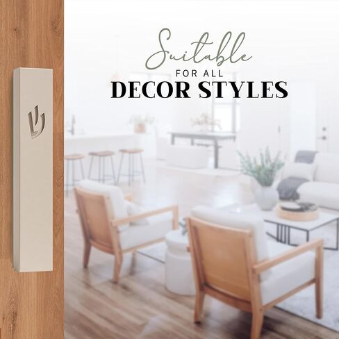 SURI Classic 5-Inch White Nirosta Self-Stick Mezuzah Case for Door with Printed Scroll | Indoor & Outdoor, Judaica Gift Box Included in Kuwait