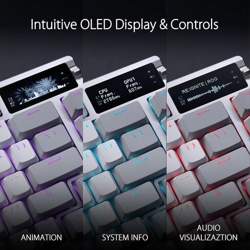 ROG Azoth Extreme 75% Custom Gaming Keyboard, Aluminum Chassis, Carbon Fiber Positioning Plate, Adjustable Gasket Mount, 3 Layer Dampening, Color OLED Touchscreen, ROG NX Storm Switches, PBT Keycaps in Saudi Arabia