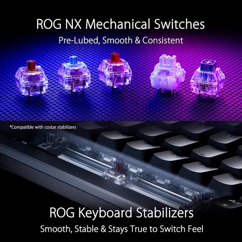 ROG Azoth Extreme 75% Custom Gaming Keyboard, Aluminum Chassis, Carbon Fiber Positioning Plate, Adjustable Gasket Mount, 3 Layer Dampening, Color OLED Touchscreen, ROG NX Storm Switches, PBT Keycaps in Saudi Arabia