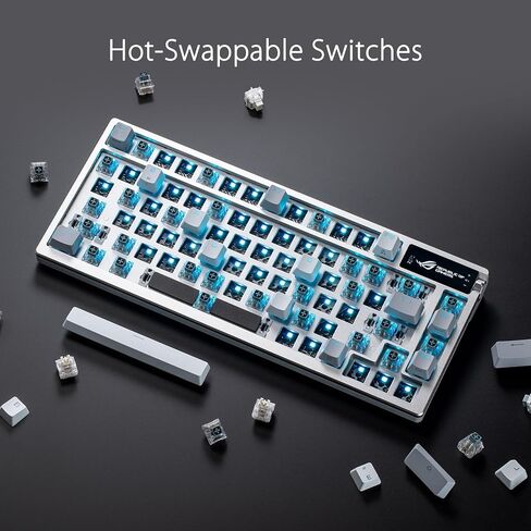 ROG Azoth Extreme 75% Custom Gaming Keyboard, Aluminum Chassis, Carbon Fiber Positioning Plate, Adjustable Gasket Mount, 3 Layer Dampening, Color OLED Touchscreen, ROG NX Storm Switches, PBT Keycaps in Saudi Arabia